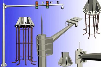 交通信號燈，交通標志桿012
